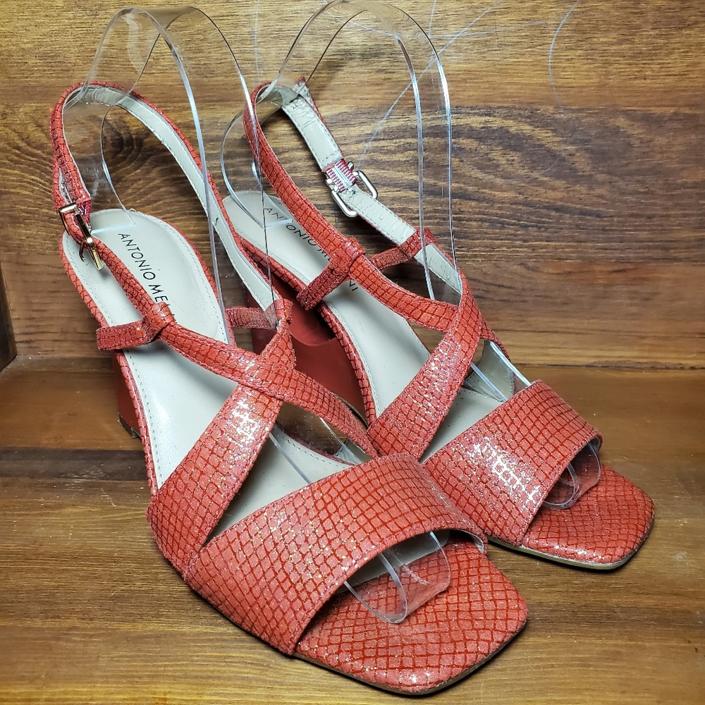 Antonio Melani Vera Salmon Glitter Heel. Sz 8M